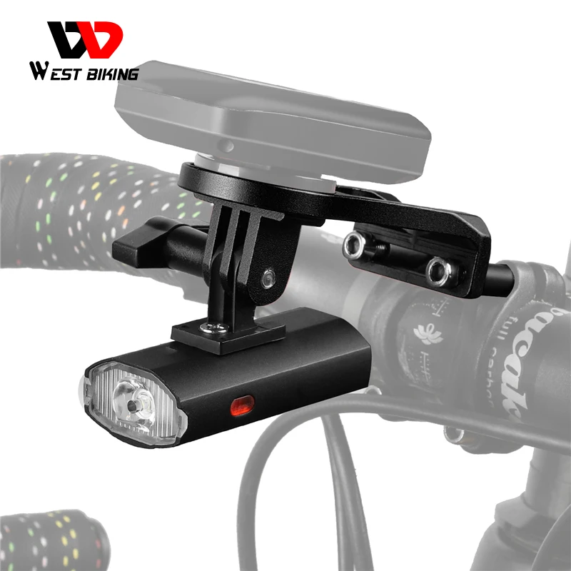 

Велосипедный фонарь WEST BIKING с держателем для GoPro, водонепроницаемый велосипедный фонарь с USB-зарядкой для Garmin Bryton, 300 лм