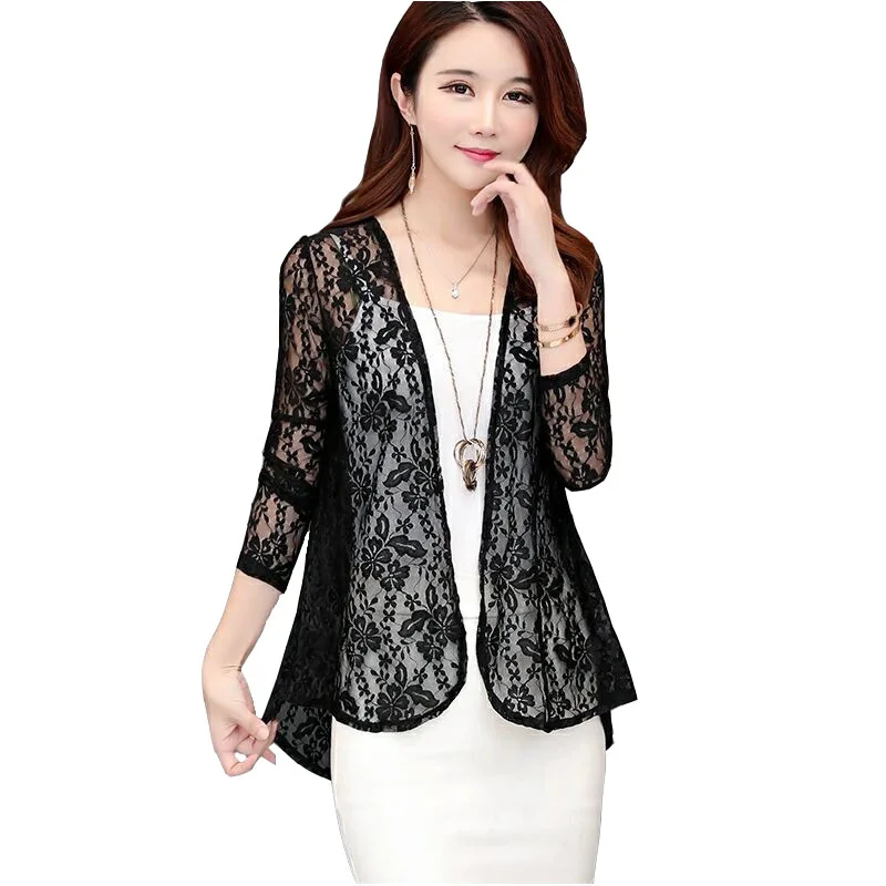 2020 модная летняя кружевная шаль маленькая куртка Женский короткий тонкий