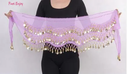 17 Belly Dance Waist Цепочка хип-шарф шифон трехслойная волна золотая монета талия Индия начинающий танец цепочка талии - Цвет: 17