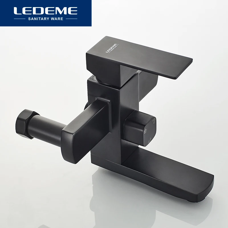 ledeme bathroom shower faucet set black rainfall sprayer shower mixer wall mount hot cold water tap mixers with hand l72433b free global shipping