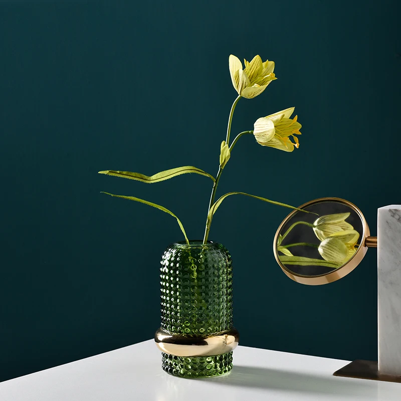Скандинавская Ретро зеленая стеклянная ваза Цветочная композиция украшения для