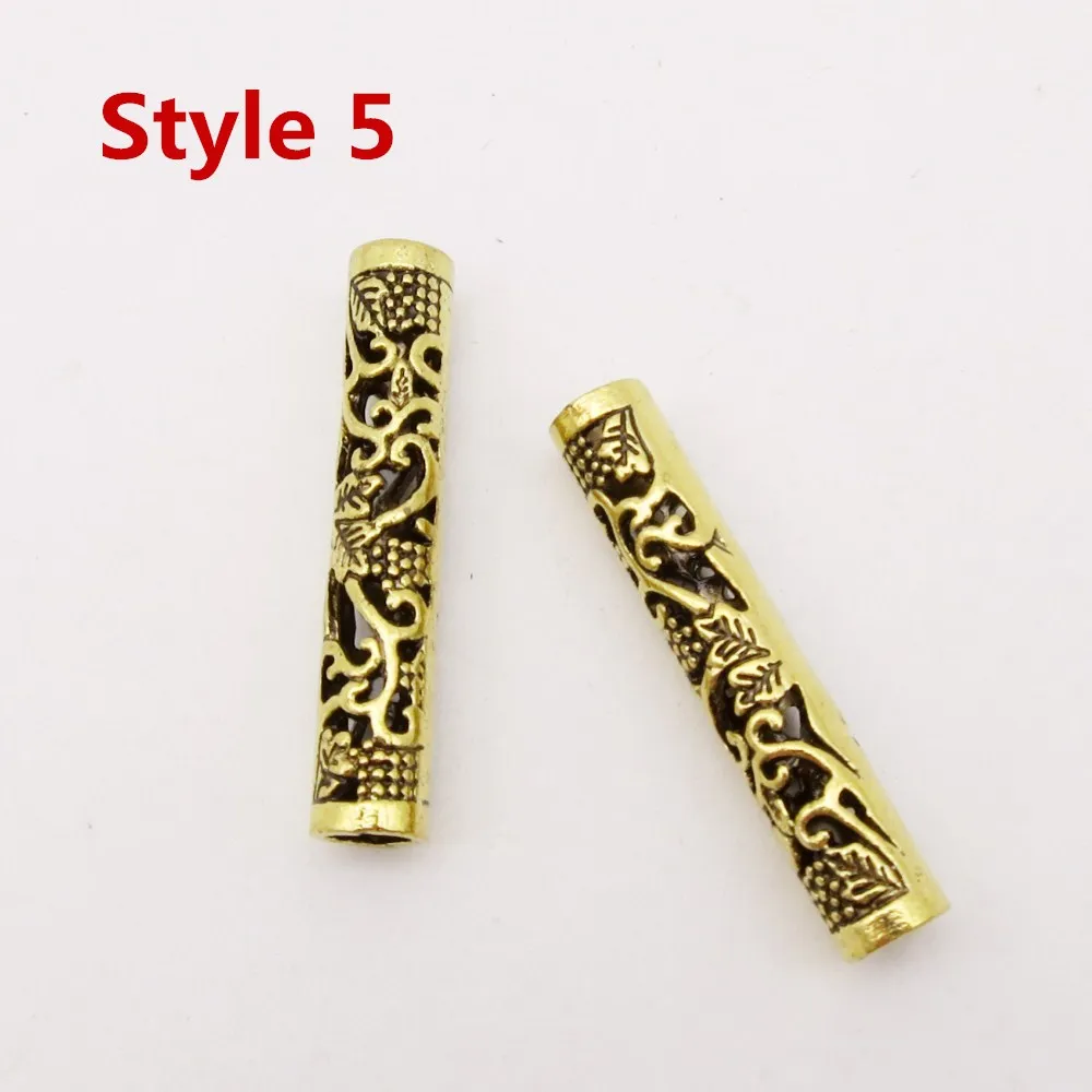 2pcs Style 5 2 шт./упак. из тибетского серебра разных 8 видов стилей, подвязанные лентой, с объемной волной, дредлоки, для увеличения объема, бусины кольца трубки около 4,2-5,2 мм Внутреннее отверстие аксессуары - Цвет: 2pcs Style 5
