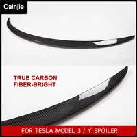 2022 new tesla model 3 spoiler real carbon fiber accessories for model3 model y car styling tail rear trunk spoiler lip wing