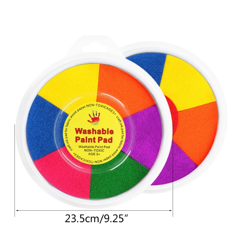 

066B Finger Painting Craft Cardmaking Large Round Plate Ink Pads for Kids Brain Train Finger Painting Drawing Learning Toys