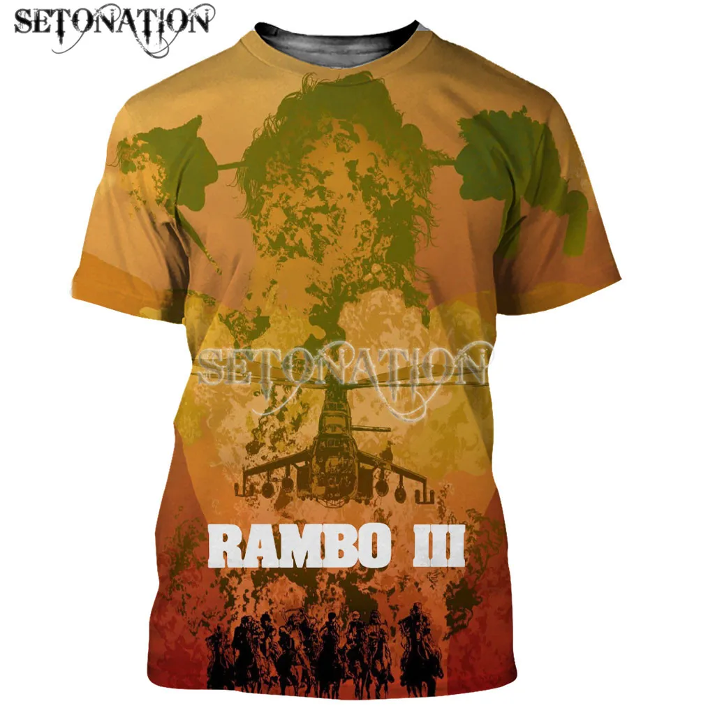 Футболка Rambo с 3D принтом для мужчин и женщин Повседневная стильная рубашка в