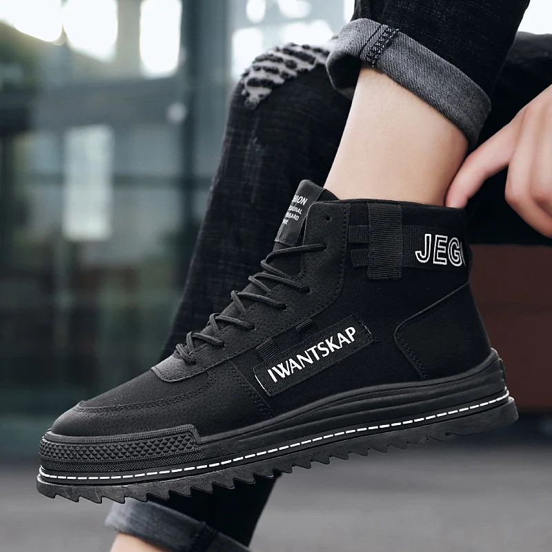 

Новинка 2021, парусиновая спортивная обувь с высоким верхом, модная трендовая обувь, мужская обувь Martin на осень и зиму, нескользящая обувь на ш...