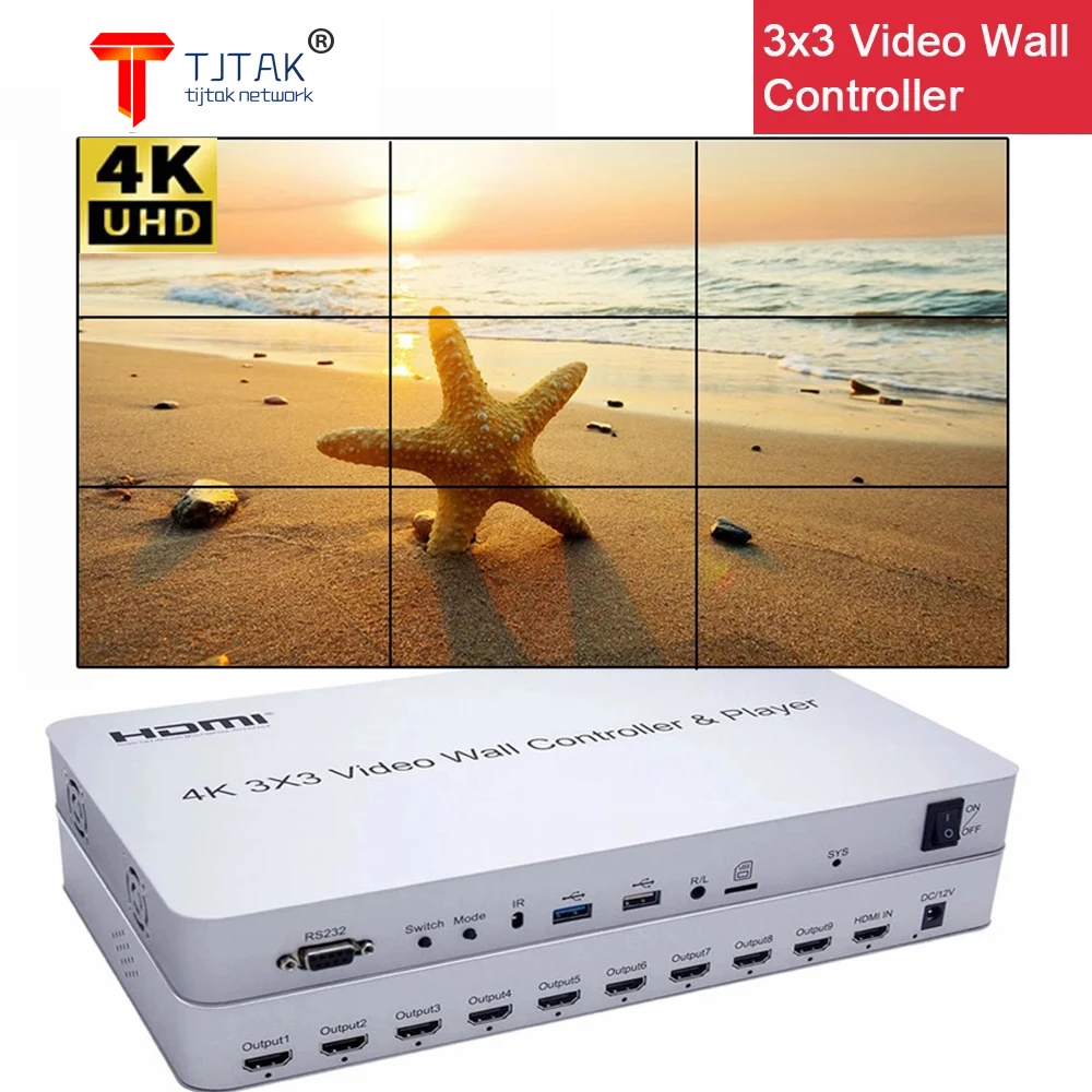 

New 4K 3x3 HDMI Video Wall Controller USB Player RS232 KVM Video Processor Splicer1X2 1x4 2x2 2x3 2x4 3x2 3x3 4x1 4x2 Upgrade