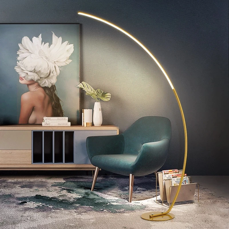 New simple fishing arc floor lamp living room three-color light bedroom bedside led black and white | Освещение