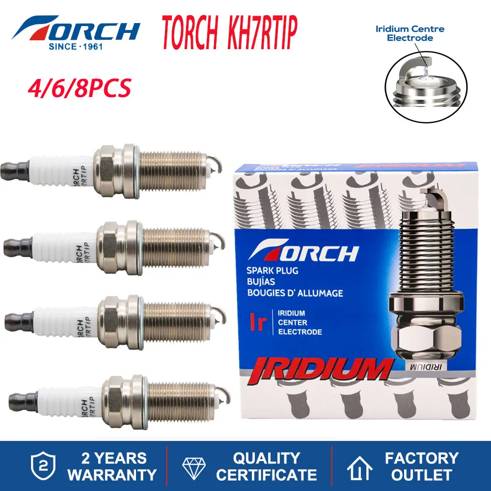 

(Pack of 4-8) Engines Components Candles TORCH KH7RTIP Iridium PLATINUM Compatible with Candle LFR7AIX-P Denso VKH22