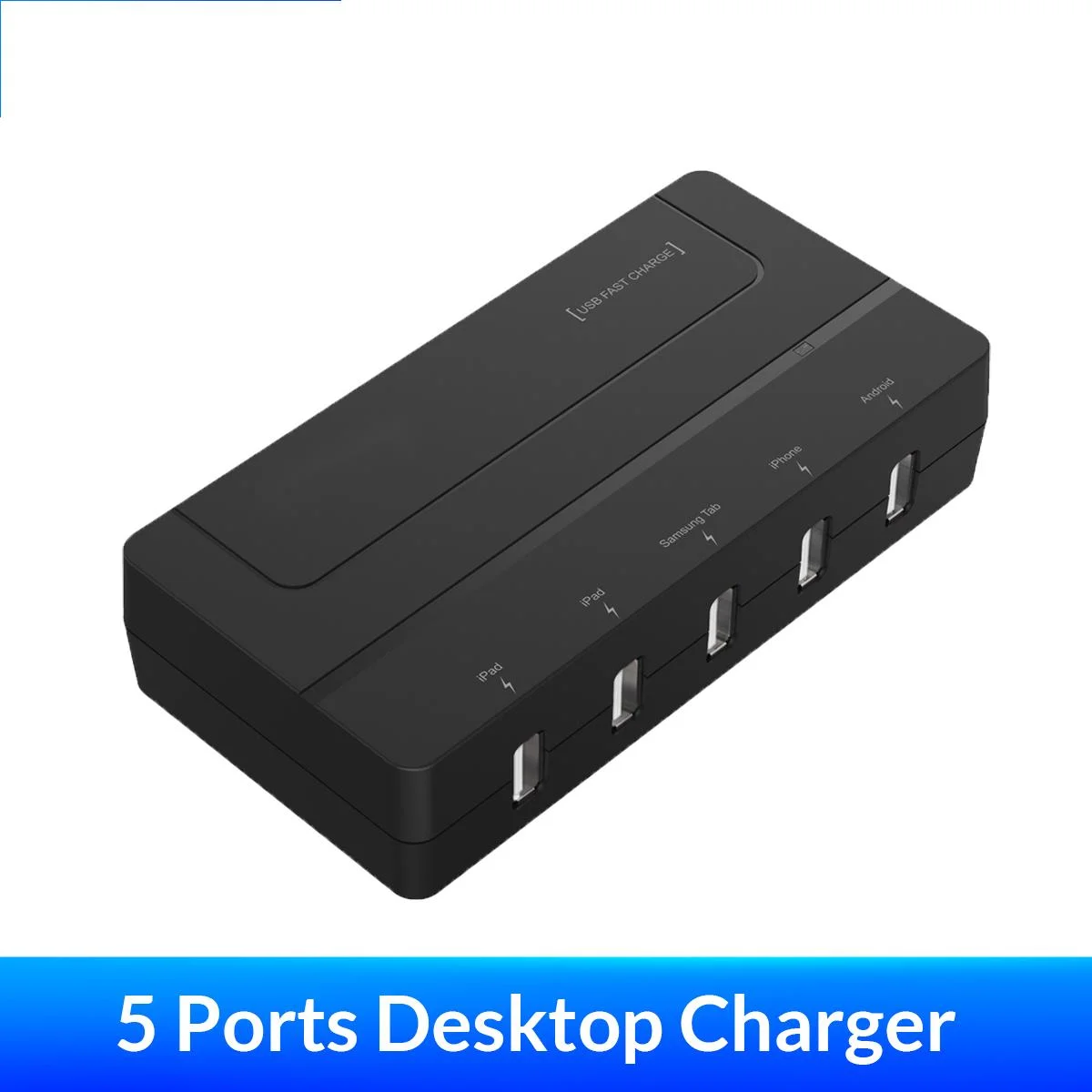 

5 Ports Desktop Charger USB Fast Charger 5V 6A Max 30W for Huawei Xiaomi iPhone iPad Android Samsung Tab Galaxy S6 Black