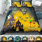 Комплект постельного белья для Хэллоуина, Комплект постельного белья с изображением кота, замка и летучих мышей, пододеяльник для мальчиков с лунным светом