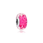 Подходит для браслетов Pandora с бусинами, волнистые красивые розовые подвески из муранского стекла, 100% искусственное серебряное ювелирное изделие, бесплатная доставка