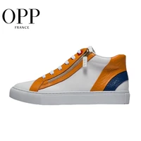 opp mens shoes zip breathable leather mixed color shoes hip hop casual mens skate shoes zipper boots shoes for men