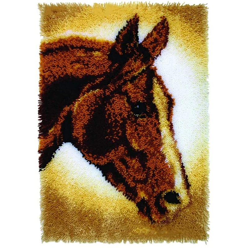 

Home Decor DIY Latch Hook Kit Rug Canvas 3D Printing Animal Horse Handmade 3D Carpet Embroidery Accessories Tapestry Kit