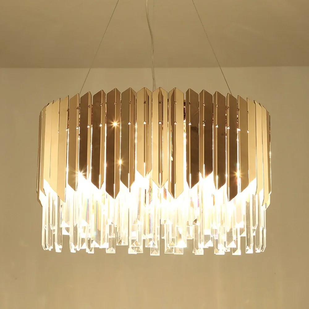 Новый Современный хрустальный Золотой Круглый Люстра FSS светильник для столовой