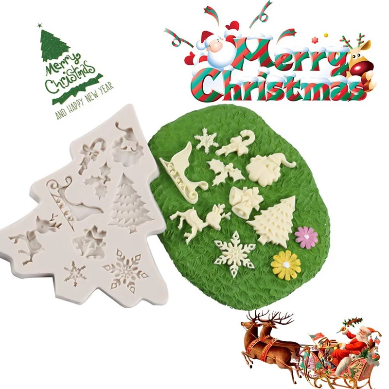 1 шт. Рождественская елка Санта Клаус Снежинка из силиконы штамповый торт форм