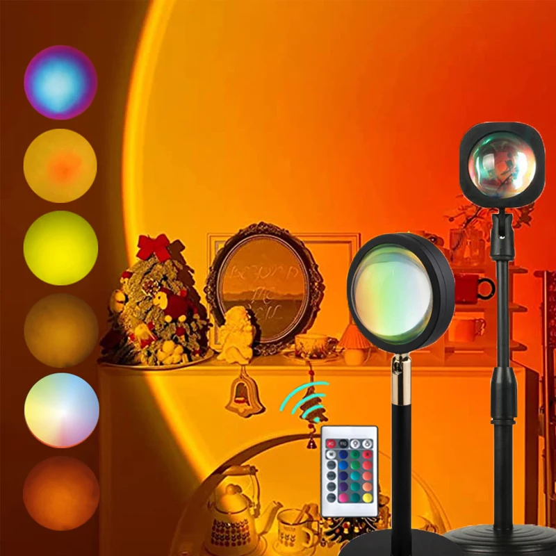 Закат лампа RGB 16 цветов светодиодный Ночной Светильник проектор фотография Фон