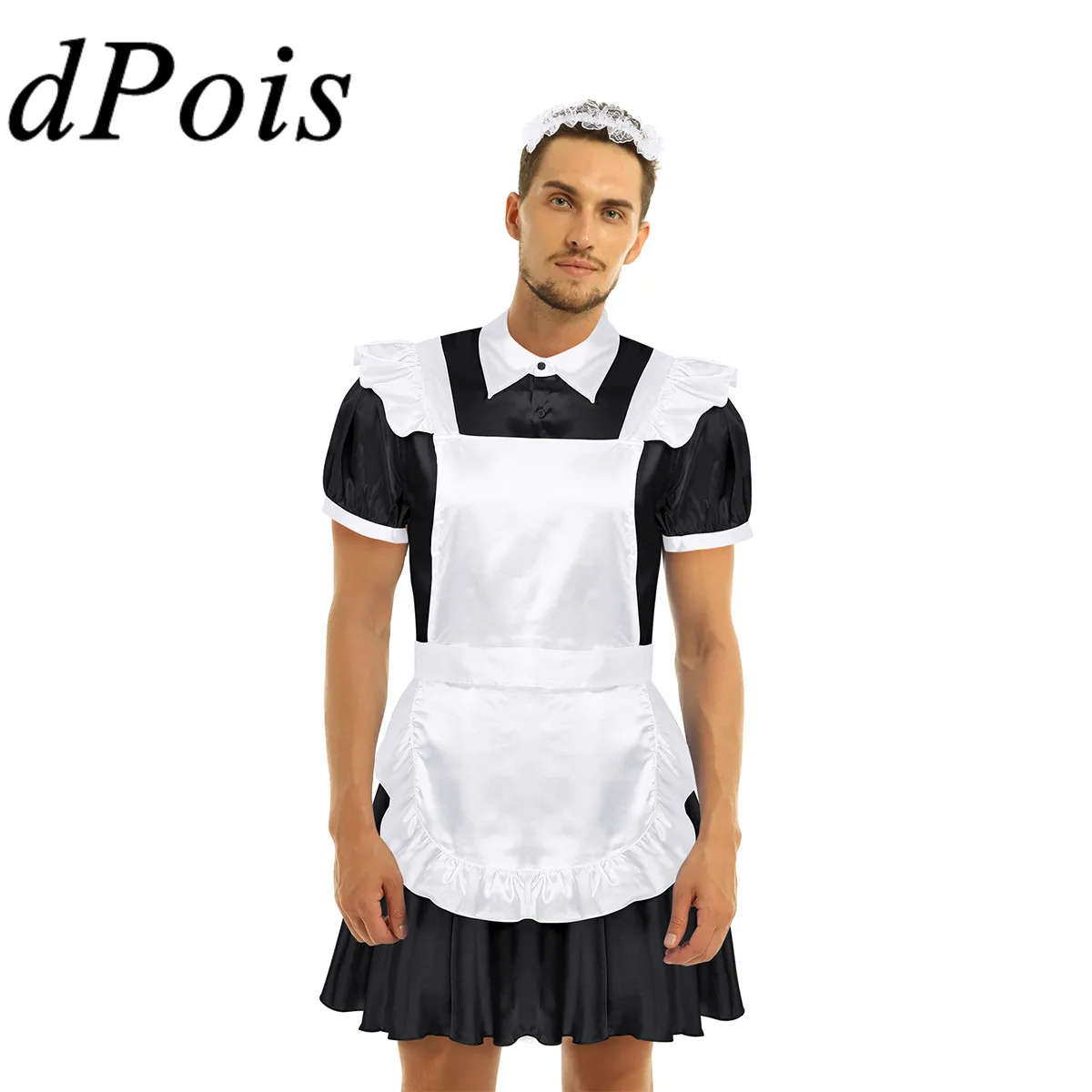 Мужской костюм для взрослых косплея кроссдресса с отложным воротником платье