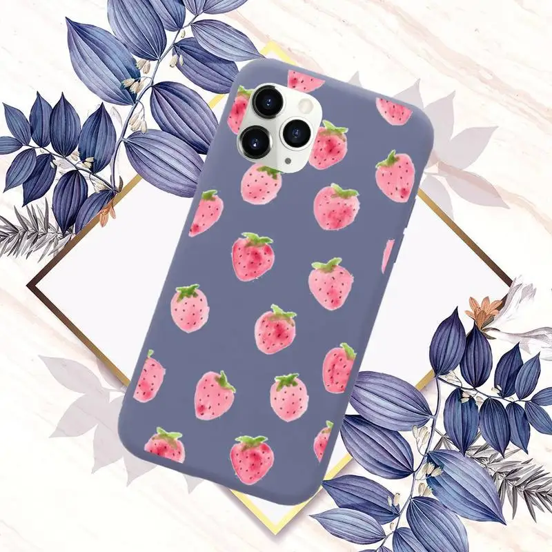 

Cute Strawberry Cherry Phone Case Candy Color for iPhone 11 12 mini pro XS MAX 8 7 6 6S Plus X SE 2020 XR