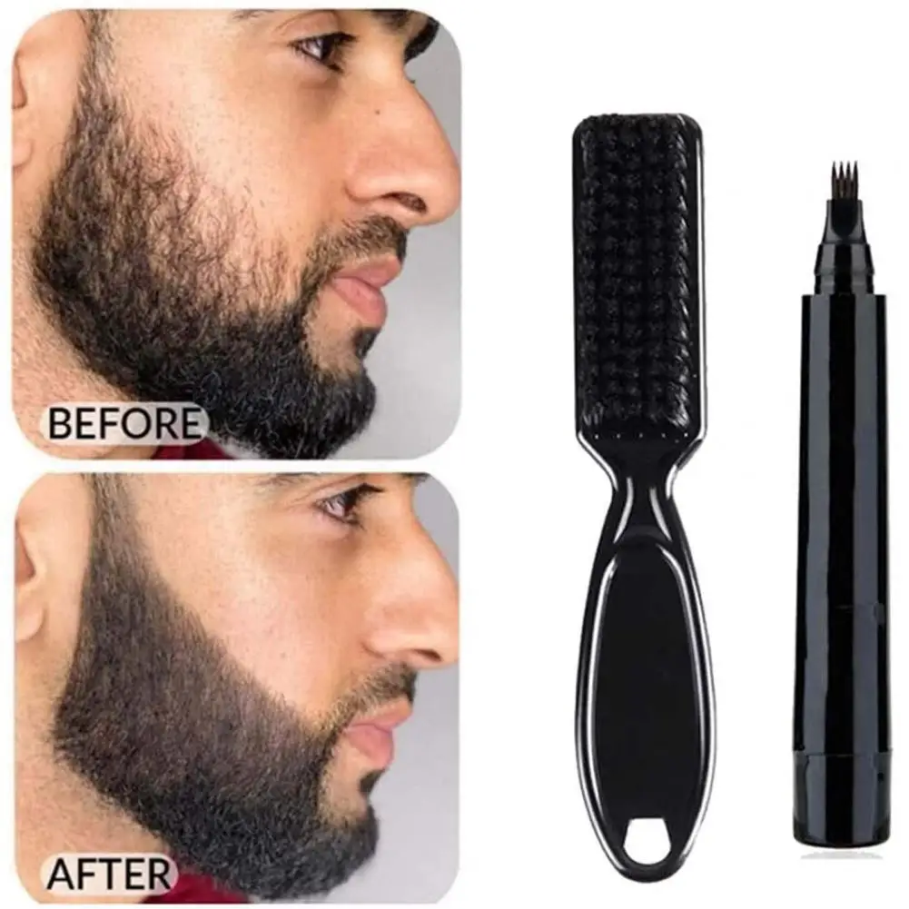 

Men Beard Pencil Filler Long Lasting Whiskers Pen Waterproof Cleaning Brush Mustache Repair Shape Effective Enhance Facial Hair