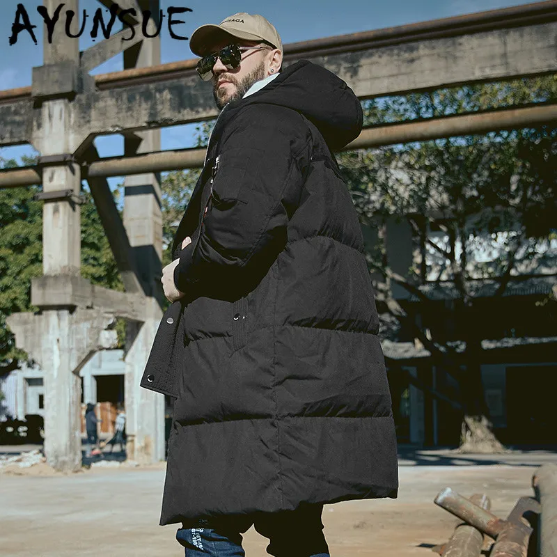 AYUNSUE зимнее пальто Мужская 90% белая куртка-пуховик корейская мода плюс размер мужской пуховик теплая парка Мужская ветровка YY1379