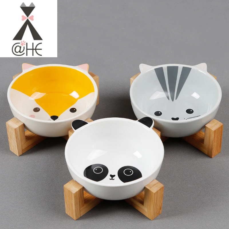 @ HE чистая красная мультяшная форма керамическая круглая миска для воды еды