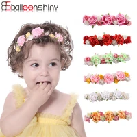 balleenshiny childrens headband baby girls crown flower wreath hairband kids bridal floral hair accessories fashion tiara
