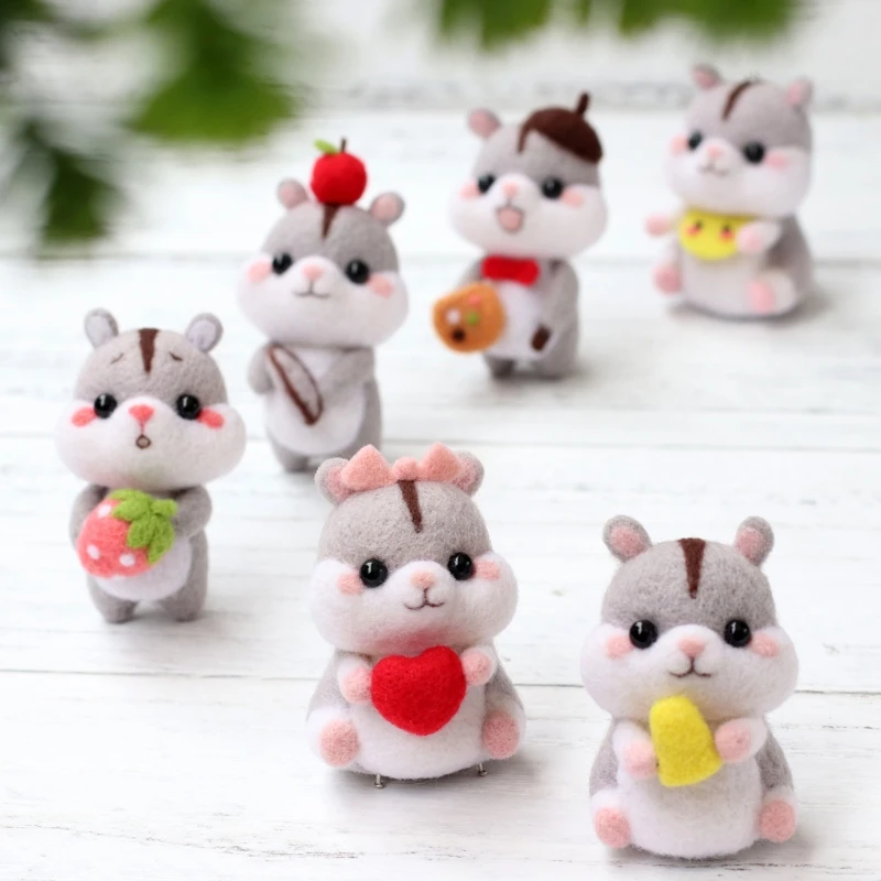 

Cute Animal Hamster Wool Felt Doll Craft Handmade DIY Unfinished Poked Material D0LD