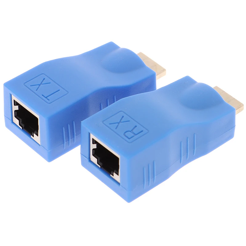 2 шт. 1080P HDMI удлинитель для RJ45 через Cat 6 сетевой LAN Ethernet адаптер синий | Электроника