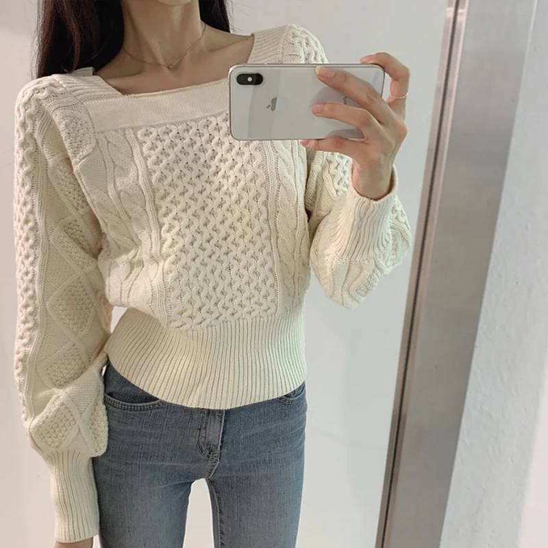 Женские Модные трикотажные пуловеры осенний зимний свитер женские джемперы с