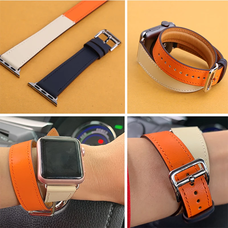 Kebitt натуральная кожа двойной тур полосы для apple watch серии 5 4 3 2 1 iwatch ремешок 38 40 мм 42 44 мм ремень для мужчин и женщин