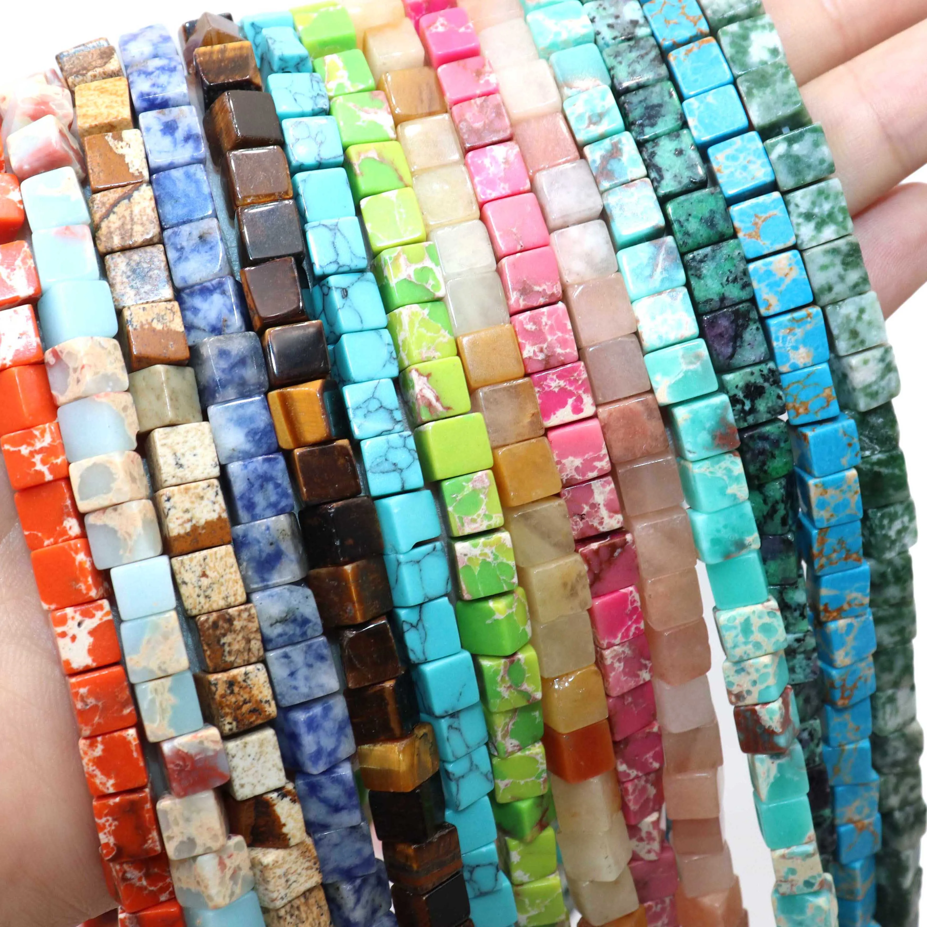 6*6mm Natural Square Jades Agates Lapis Lazuli Amazonite Stone Spacer Beads For Jewelry Making Charm DIY Bracelet Necklace | Украшения и