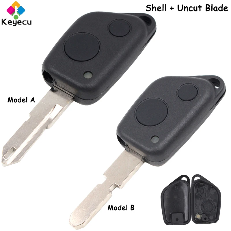 

KEYECU Replacement Remote Car Key Shell Cover Housing With 2 Buttons 53# 66# Blade - FOB for Peugeot 106 205 206 306 307 405 406