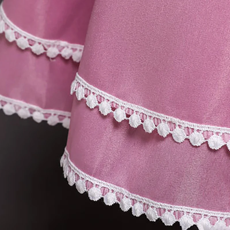

Flower Girls Dresses Embroidery Appliques Pearls Soybean Pink Bow Ball Gown O-Neck Knee-Length Kids Party Princess Skirt F109