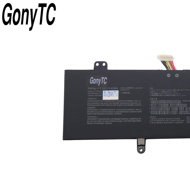 Оригинальный аккумулятор GONYTC 42 Вт B31N1707 3ICP5/57/81 для ASUS VivoBook S14 S41OUQ S41OUN S41OVN
