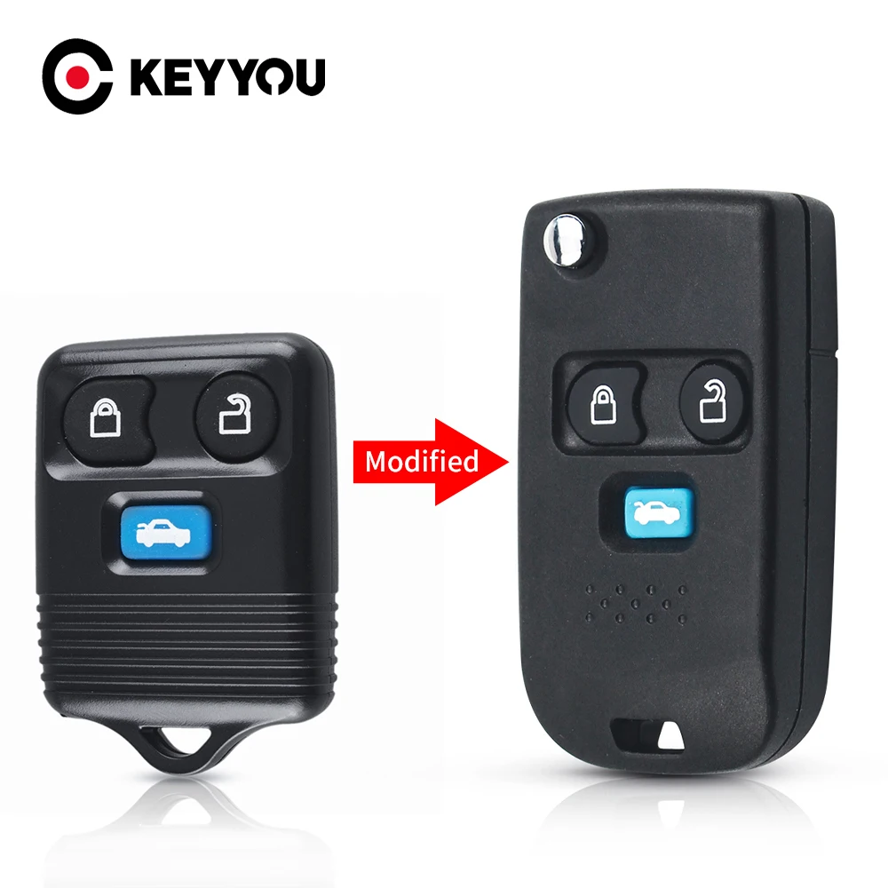 KEYYOU модифицированный 3 кнопки Замена откидная оболочка ключа дистанционного