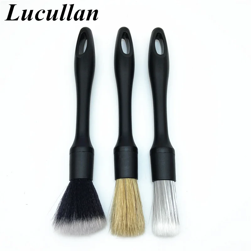 

Lucullan Car Detailing Brushes Kit-3 Different Unique Replacement Brush Head Universal Handle For Interior Exterior Cleaning