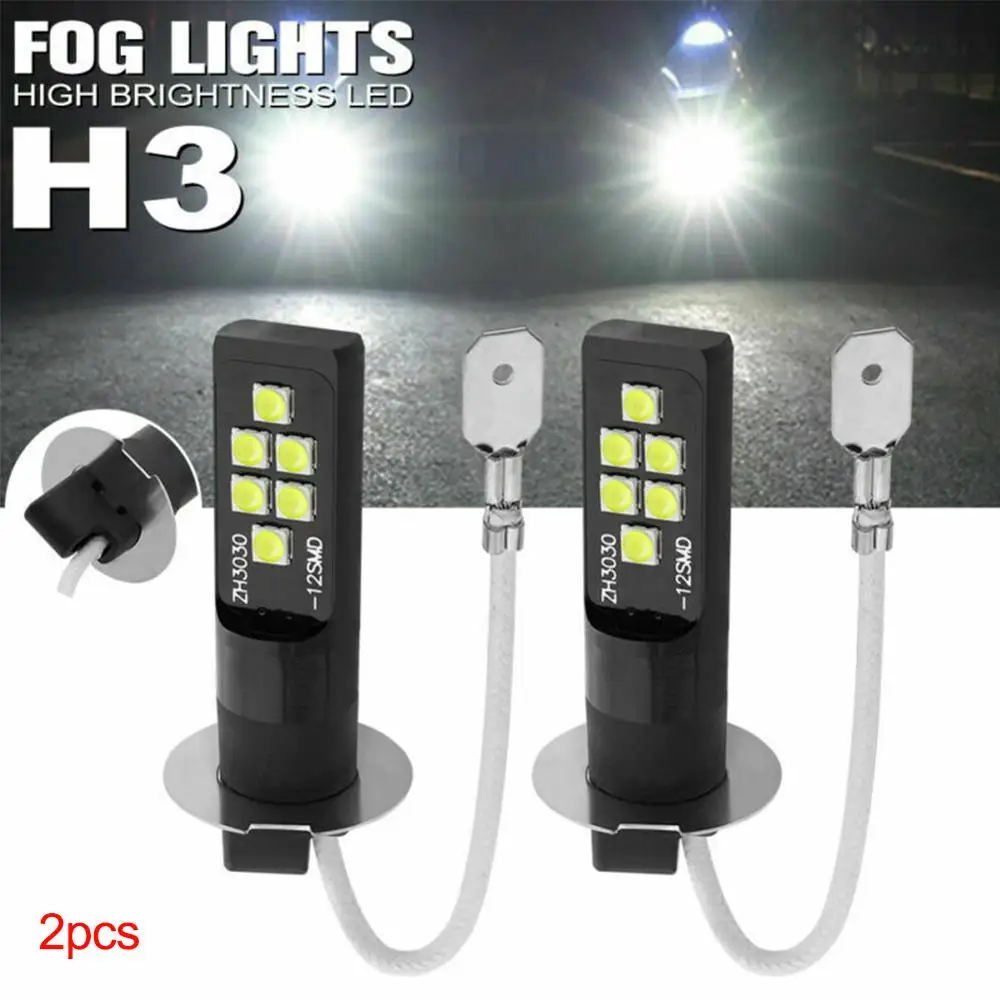 2 шт. H3 светодиодный противотуманный светильник лампа 3030 SMD 6000K чип головной белый