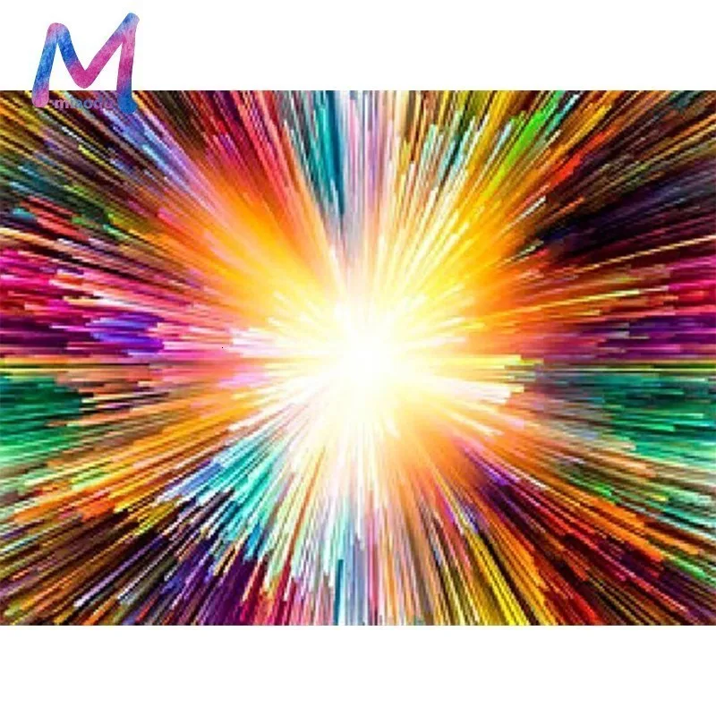 MIAODU Full Drill Square 5D Diamond Painting Landscape Diamond Embroidery Colourful Light Picture Of Rhinestone Decor Home