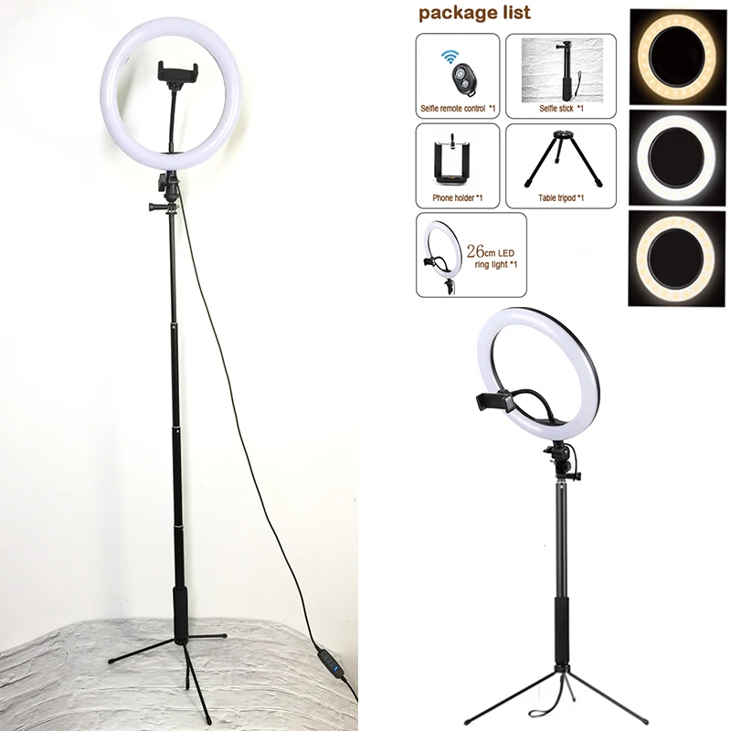 Кольцо света фото с держателем телефона 3 цвета Led USB разъем треногой для |