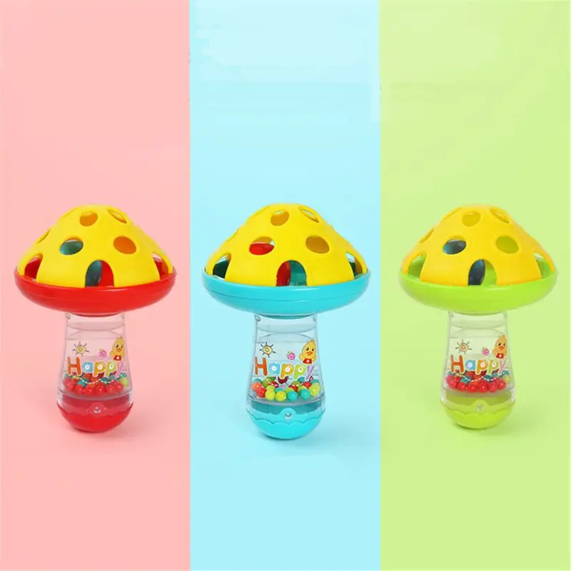 

Baby Non-toxic Comforting Baby Teether Toys Mushroom Hand Jingle Shaking Bell XX9E