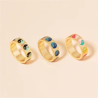 new ins vintage colorful yin yang gossip ring simple metal drop oil tai chi yin yang rings for women girls fashion jewelry gift