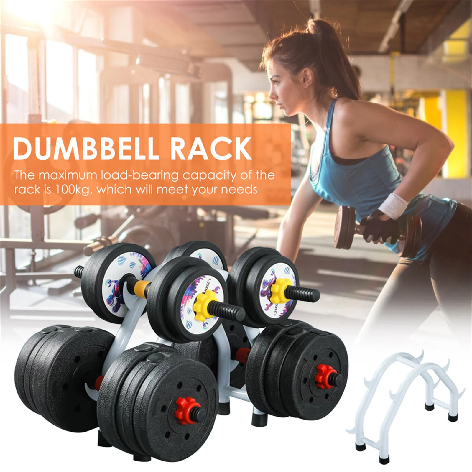 

2021 new dumbbell rack bracket, steel and rubber mat dumbbells, weight lifting kit, gym fitness equipment bracket, dumbbell rack