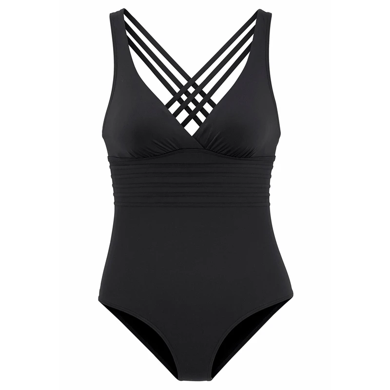 

One piece swimsuit sexy open back cross bandage solid color swimsuit new style