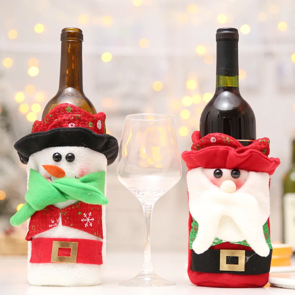 

1pcs Christmas Decorations for Home Santa Claus Wine Bottle Cover Bag Snowman Stocking Gift Holders Xmas Navidad Decor New Year