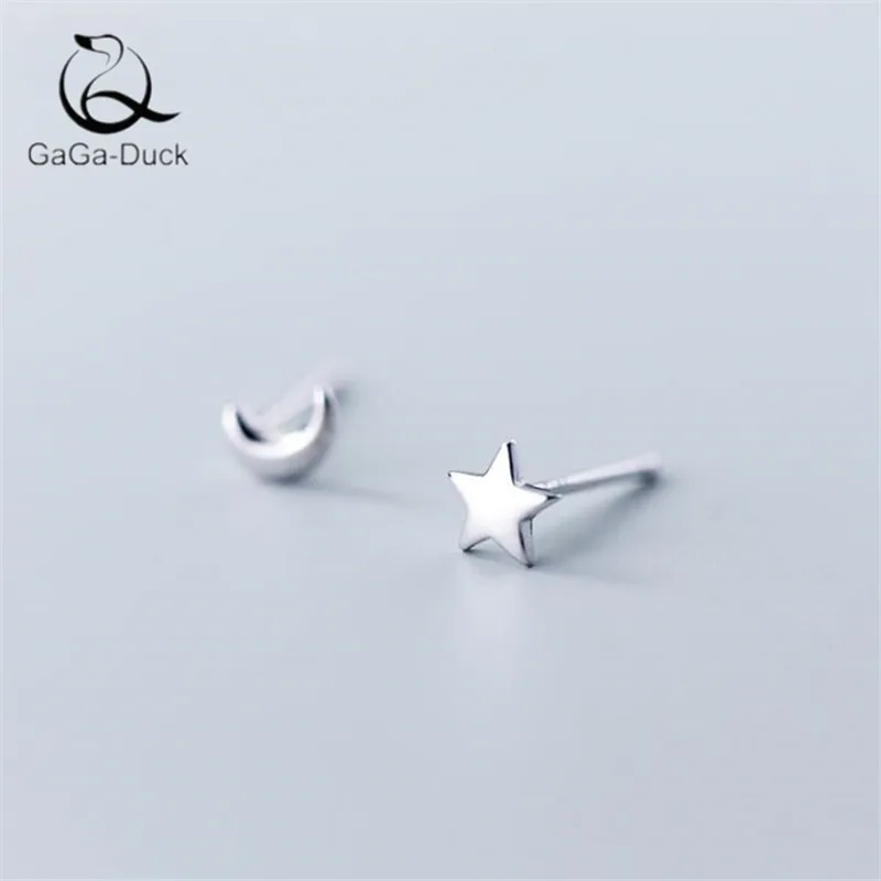 Женские асимметричные серьги гвоздики E40 простые из стерлингового серебра 925