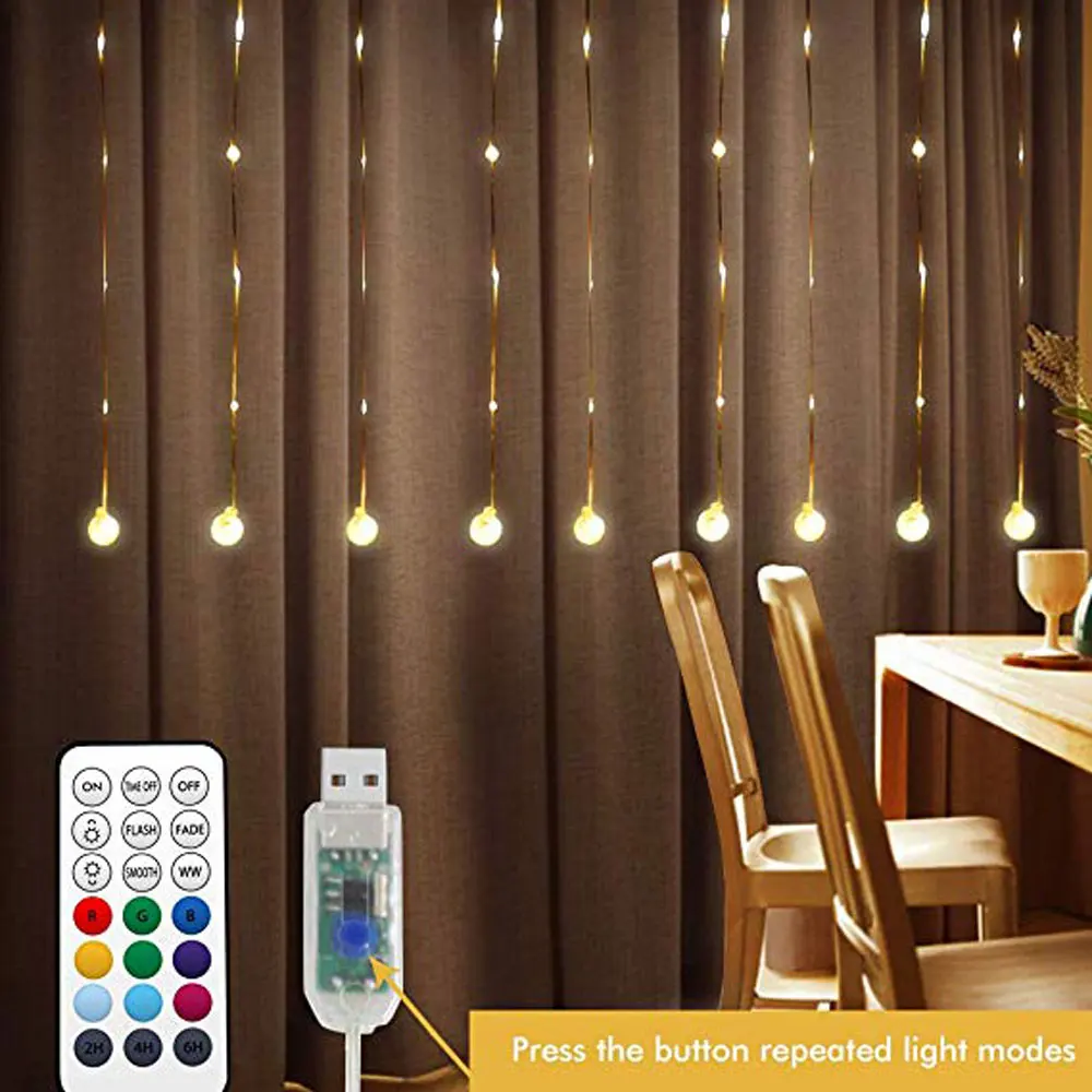 LEDGLE Радужная занавеска Light s хрустальный шар оконная гирлянда с таймером гибкий