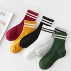 Забавные милые хлопковые короткие носки в полоску в японском стиле, для девочек старших классов, разноцветные, в стиле ретро