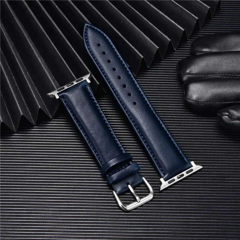 

Кожаный ремешок для Apple Watch Band 44 мм 40 мм 45 мм 41 мм 38 мм 42 мм 44 мм, браслет Correa Watchband IWatch Series 3 5 6 Se 7, ремешок