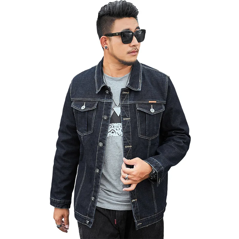 

Add fat and stretch, loose denim coat, plush and thick men's winter jacket, fashionable and fat Han jacket